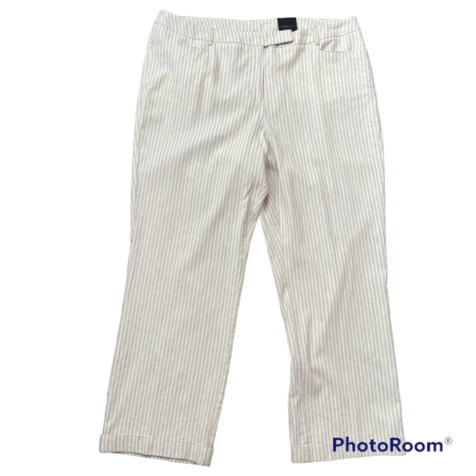 Lane Bryant Lena Pants Nwt Cream Stripe Linen Trouser Size 22 New
